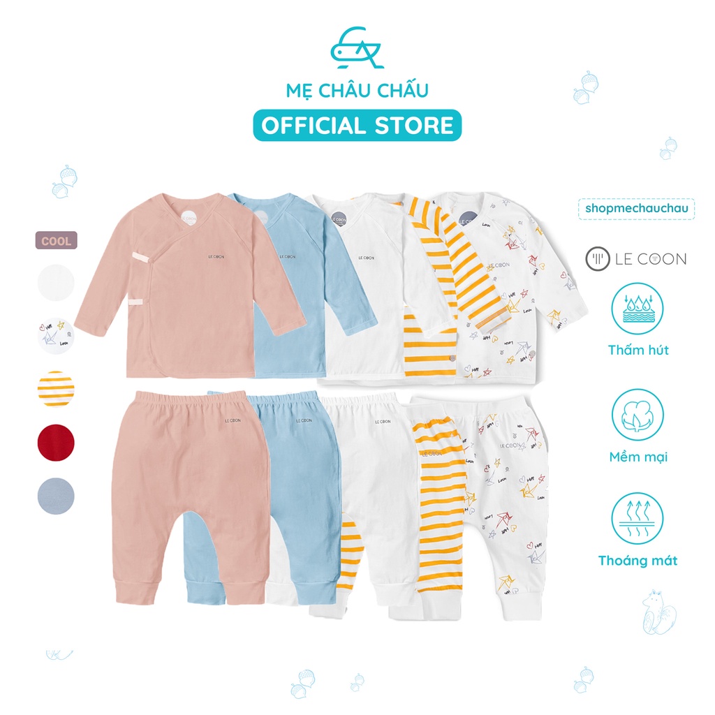 Bộ Quần Áo Cúc Bấm Vạt Chéo Dài Tay Le coon COOL Lecoon