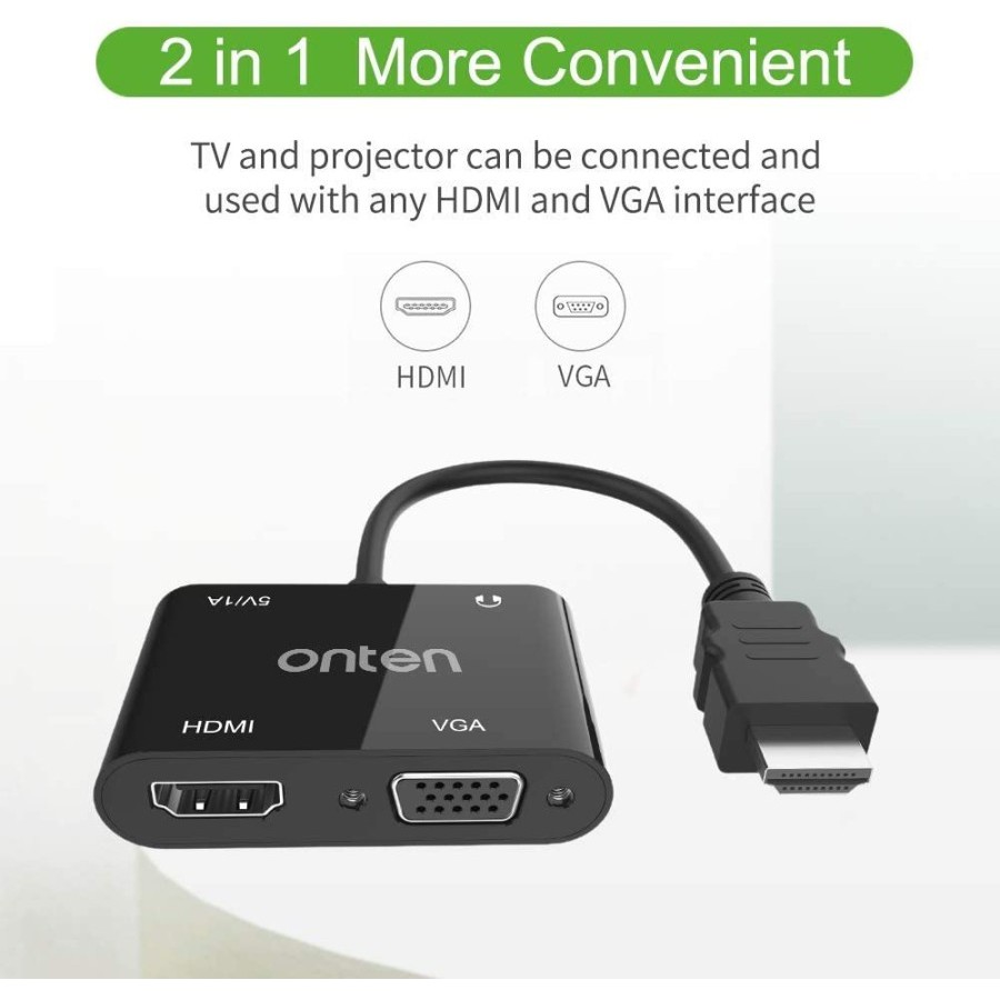 Cáp Chuyển HDMI sang VGA + HDMI Onten 5165HV - Hàng Chính Hãng