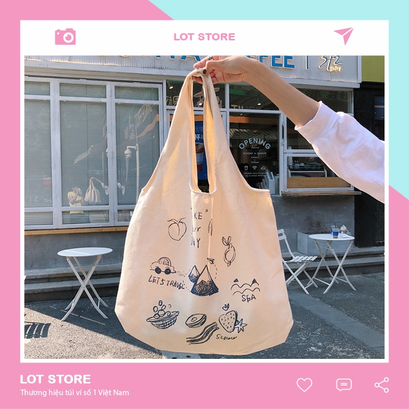 Túi tote vải đeo chéo canvas bag giá rẻ đẹp đi học TX423 | BigBuy360 - bigbuy360.vn