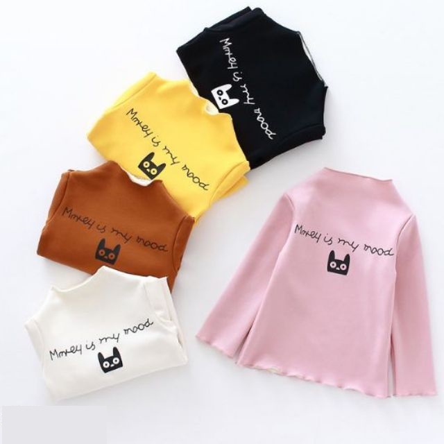 Áo dài tay cotton len cổ cao AM132 cho bé sơ sinh đến 18kg TTR78