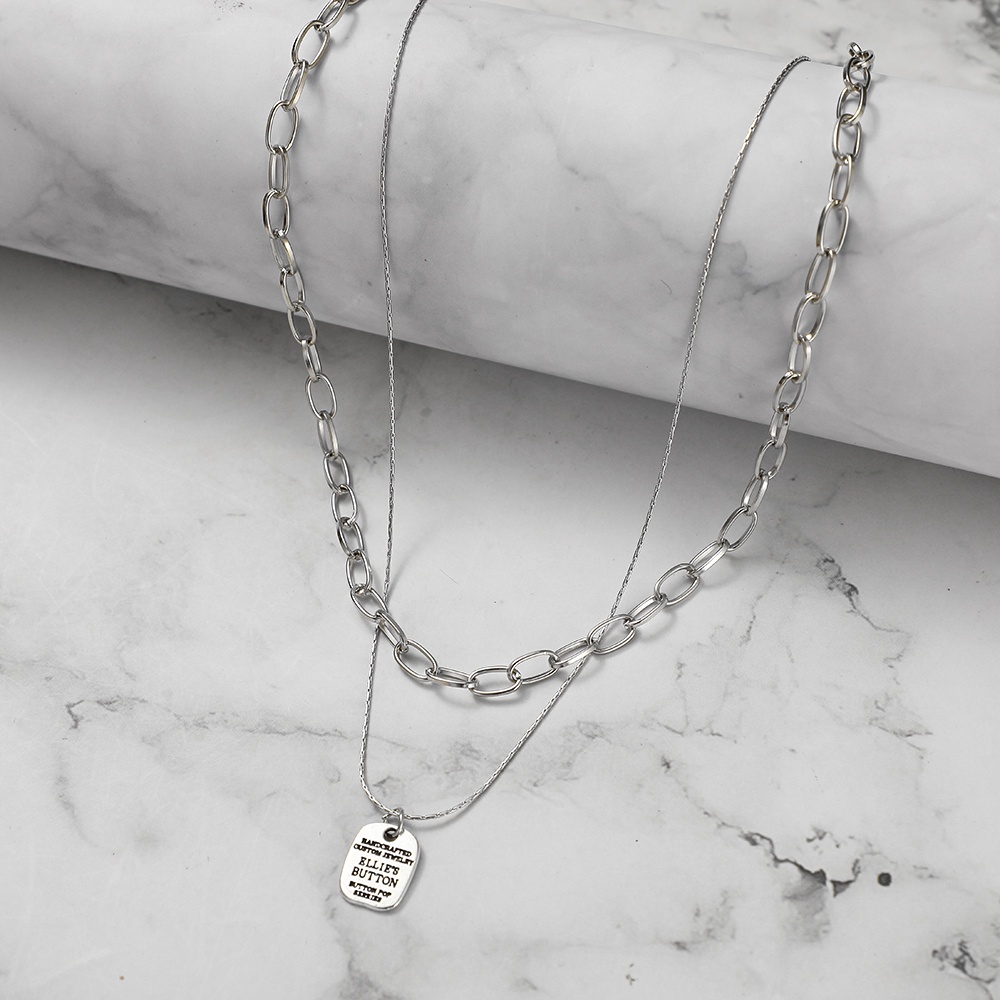 Vòng cổ choker mặt kim loại khắc chữ phong cách cổ điển cho nữ