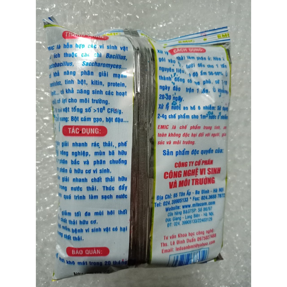 Men ủ vi sinh xử lý chất thải hữu cơ EMIC (Gói 200 gam) - Biến rác thải thành phân bón
