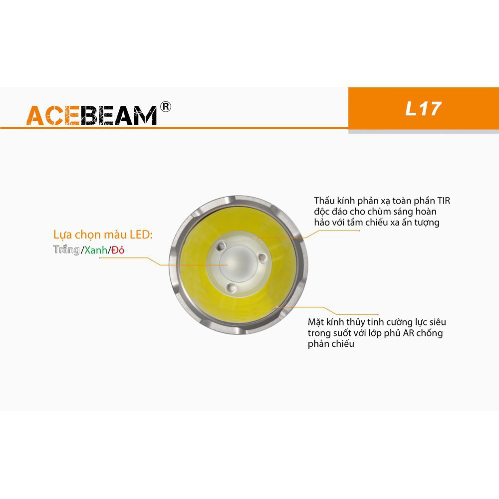 Đèn pin và đèn sạc ACEBEAM L17 Kèm pin - Đèn chiếu xa nhỏ gọn ACEBEAM L17 sáng trắng 1400 lumen xa 802 m