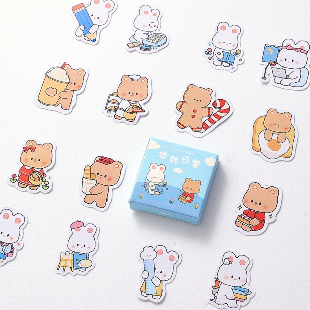Bộ 45 Sticker Thỏ Và Gấu đáng yêu E131