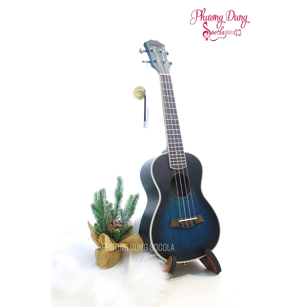 Đàn Ukulele Gỗ Sơn Xanh Đen-Ukboy-Size Concert