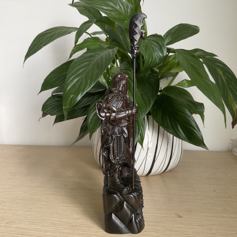 Tượng quan công quan Vân trường gỗ mun cao 20 cm