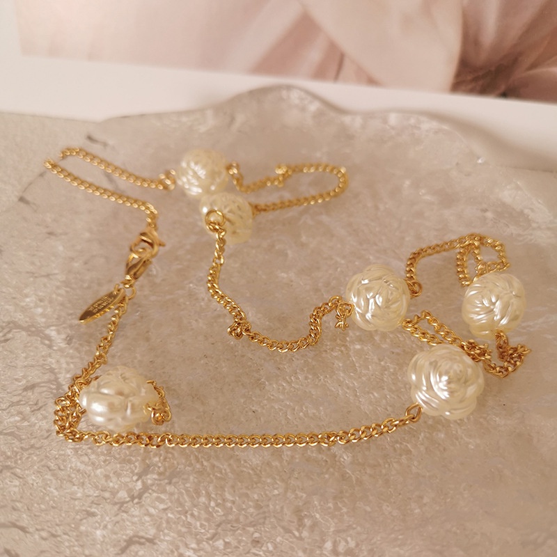 Phụ Kiện Dây Đeo Kính Chống Thất Lạc Đính Hoa Trà &amp; Ngọc Trai Handmade Phong Cách Retro