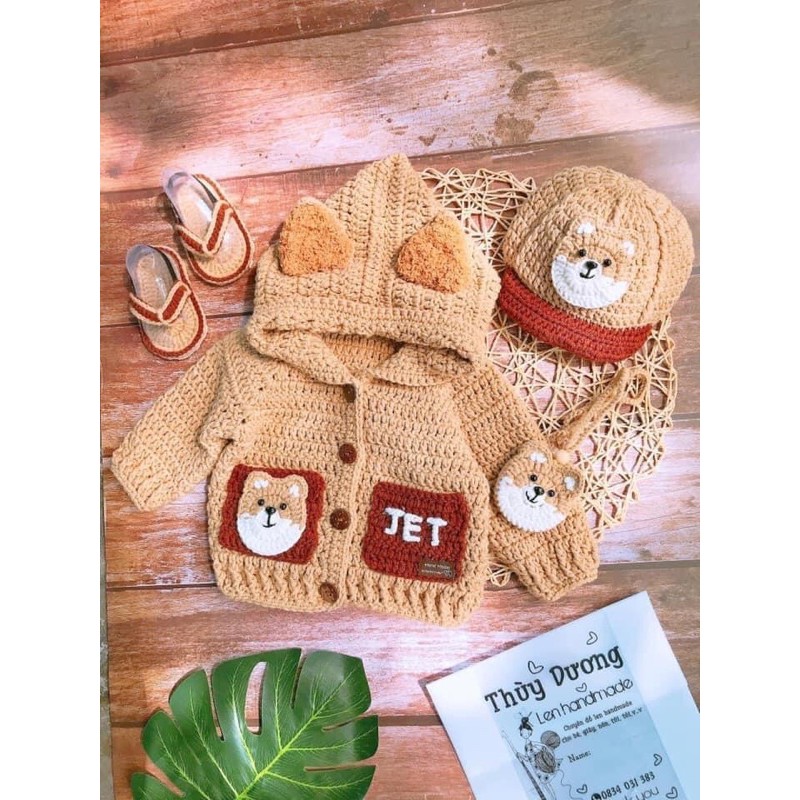 Áo len móc tay cho bé