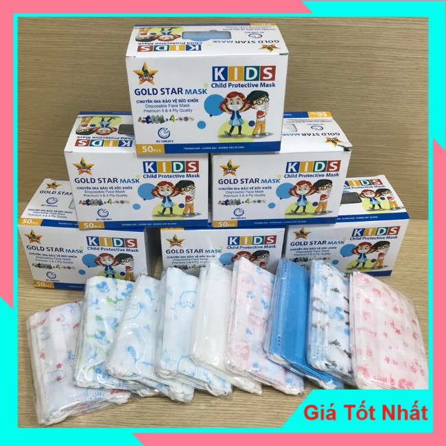 Khẩu trang Gold Star MASK KIDS an toàn dành cho trẻ em, sử dụng 1 lần giúp bảo vệ sức khỏe