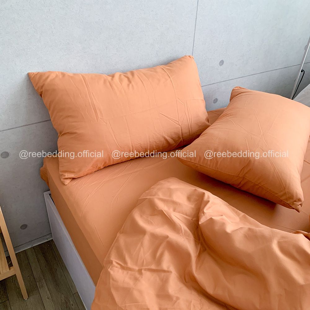Bộ chăn ga gối Cotton TC Pastel REE Bedding Cam đất đủ size giường nệm CTC139