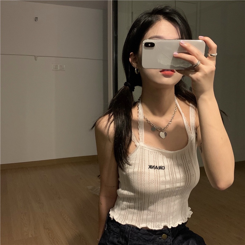 Áo lửng phối ren XIAOZHAINV 4 màu sắc thời trang phong cách Hàn Quốc quyến rũ