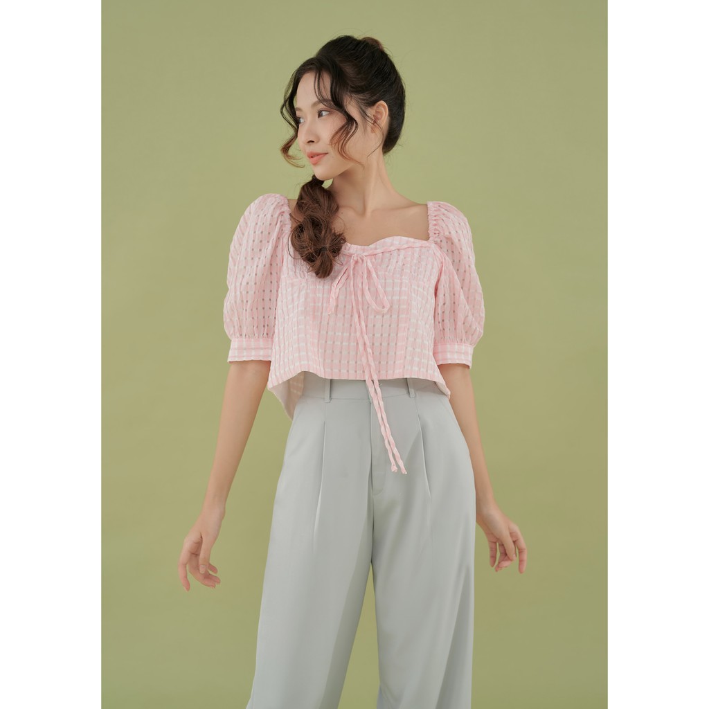 Áo crop top tay phồng dáng áo chữ a Puffy Top By Gum