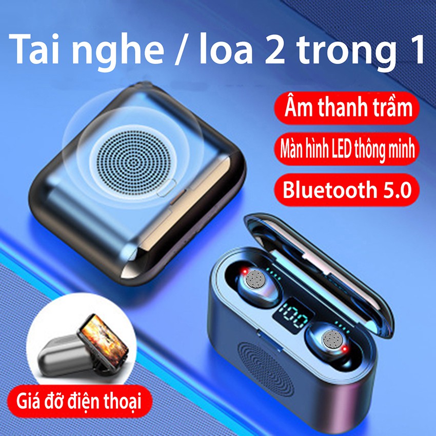 Tai Nghe Bluetooth F9Plus - Âm Thanh Hifi 9D, Tích Hợp Loa Ngoài 5W, Pin Siêu Khủng Sạc Được Cho Điện Thoại