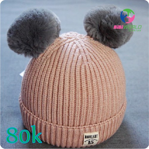 Mũ len quả bông cho bé