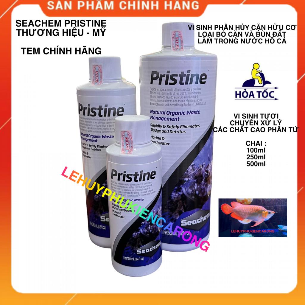 SEACHEM PRISTINE Vi Sinh Tươi Cho Hồ Cá Chai 100ml 250 ml 500ml Có Tem Chính Hãng + Tặng Kèm Ly Đong Thể Tích 100ml