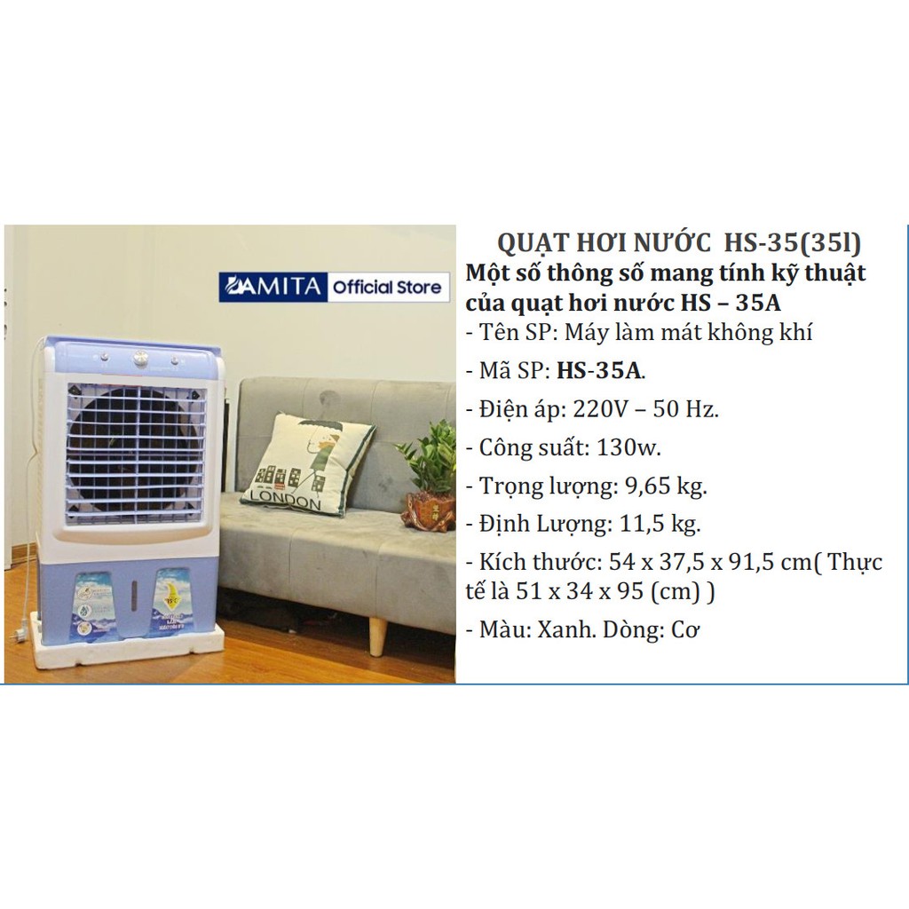 Quạt Hơi Nước Điều hòa  nhật bản DAMITA 40l 50l 60l hơi nước MÔ TƠ ĐỒNG hàng cao cấp ảnh thật giao trong ngày tại hà nội | BigBuy360 - bigbuy360.vn