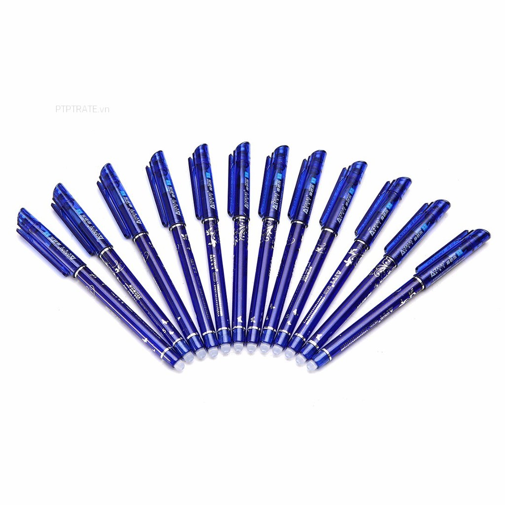 PTPTRATE ★12pcs Slim 0.5mm Magic Erasable Pen Gel Pen Blue Ink Gel Pen Students Stationery