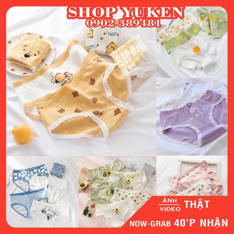 ♥️ QUẦN LÓT NỮ♥️ Combo 5 Quần Lót Cotton Thoáng Mát In Hoạ Tiết Siêu Kute