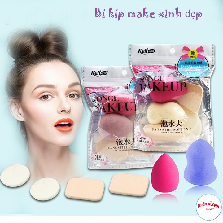 Bộ mút tán kem nền makeup / Set 6 bông mút trang điểm đa năng C245