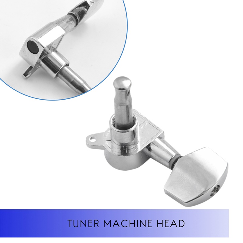 Set 6 Núm Vặn Điều Chỉnh Dây Đàn Guitar Trái + 3 Trái / Phải Màu Bạc