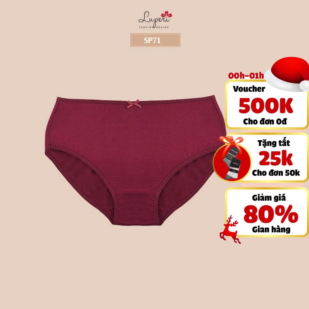 Quần Lót Nữ Cotton Luperi Dáng Bikini Cạp Lưng Cao Vừa Chất Liệu Co Giãn Mềm Mại Thoáng Mát Khử Mùi Kháng Khuẩn SP71