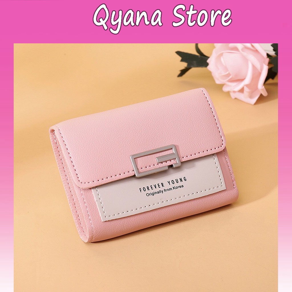 Ví nữ ngắn giá rẻ cầm tay mini khóa vuông Qyana Store VD4