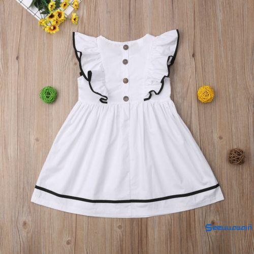 ❥☀✿SEEToddler Kids Baby Girls Summer Party Wedding Ruffle Tutu Dress Dresses Skirts Outifts Clothes White