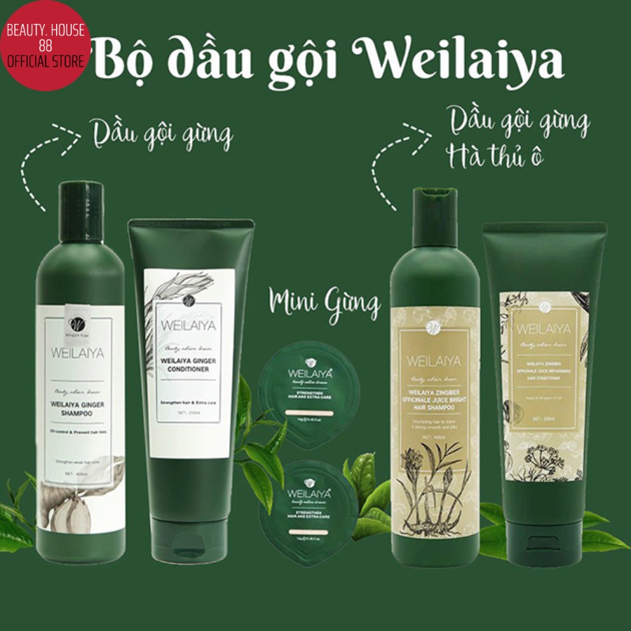 Dầu Gội Gừng Xanh Hà Thủ Ô WEILAIYA Ngăn Rụng Tóc Kích Mọc Tóc 400ml