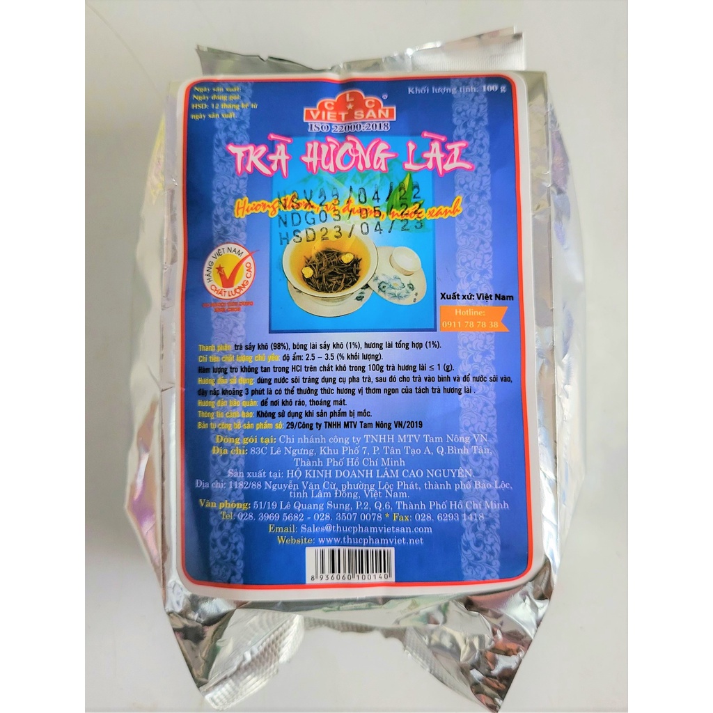 [Gói 100g] TRÀ HƯƠNG LÀI (hoa nhài) [VN] VIỆT SAN Jasmine Tea