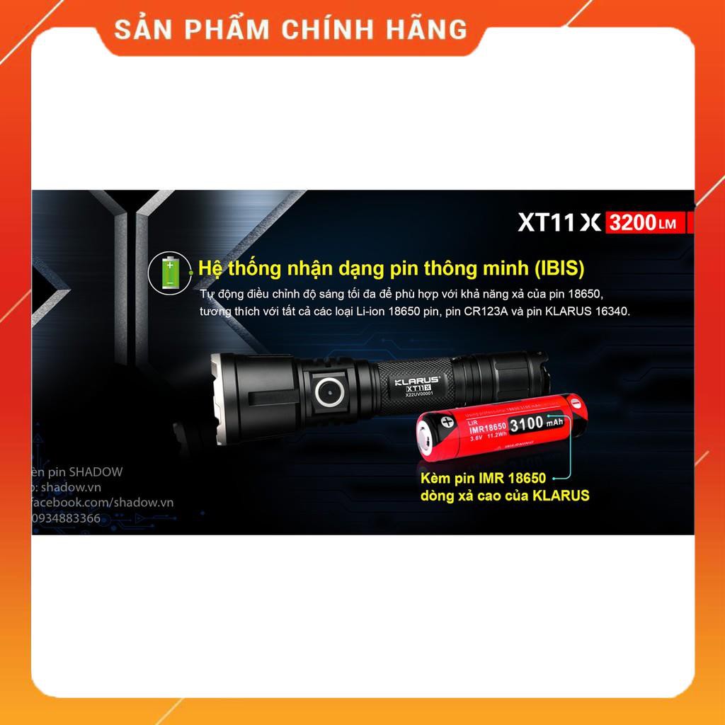 [BH 5 NĂM] Đèn pin và đèn sạc KLARUS XT11X - Độ sáng 3200lm chiếu xa 283m công tắc tác chiến đuôi sạc USB