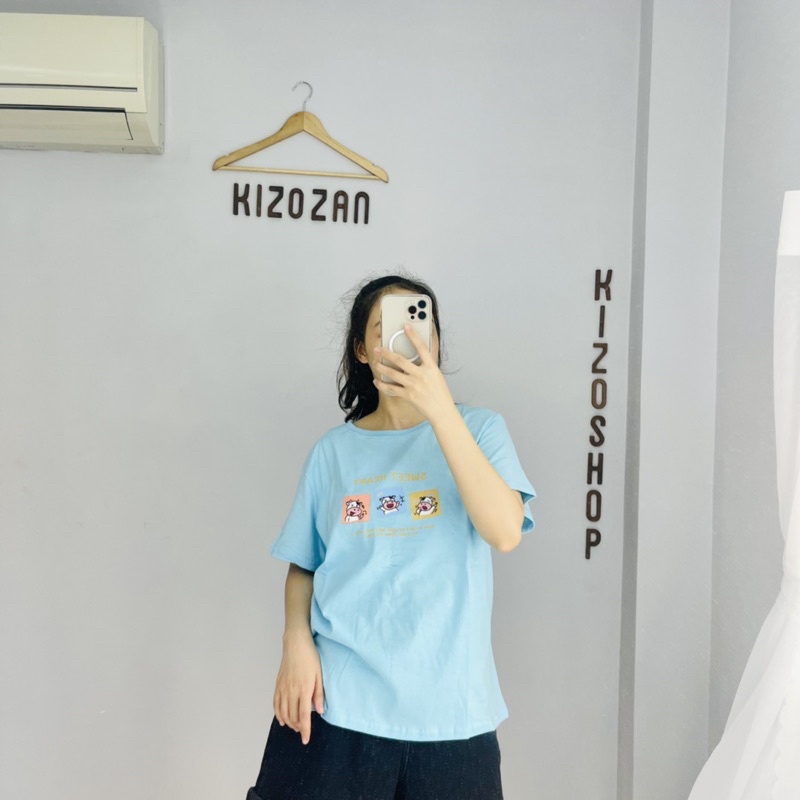 0204.ÁO PHÔNG ÁO THUN/ÁO PHÔNG NỮ/ÁO THUN NỮ ÁO COTTON HÌNH 3 CHÚ BÒ TAY NGẮN PHOM RỘNG