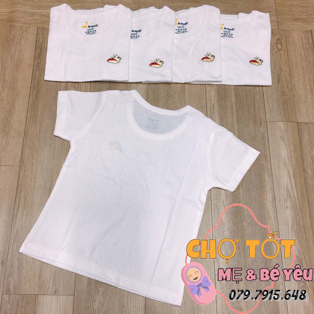 [CHẤT ĐẸP] Combo 5 Áo Tay Ngắn Cotton Trắng Mặc Mát Cho Bé Thun 4 Chiều Co Dãn Mềm Mại