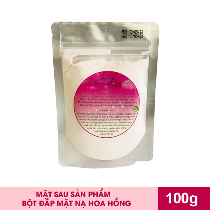 Bột đắp mặt nạ collagen tươi hoa hồng 100g, ngăn chặn quá trình lão hoá của da, giảm nhăn giúp da đẹp dạng ngời - MCH