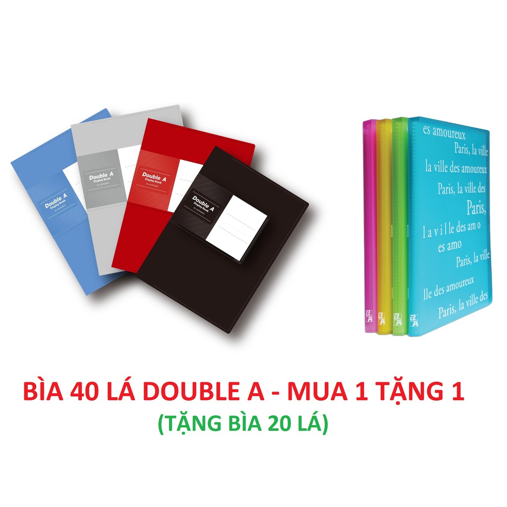 [Mã LIFEBOOK1 giảm 30K đơn 150K] [Mua 1 tặng 1] Bìa 40 lá Double A