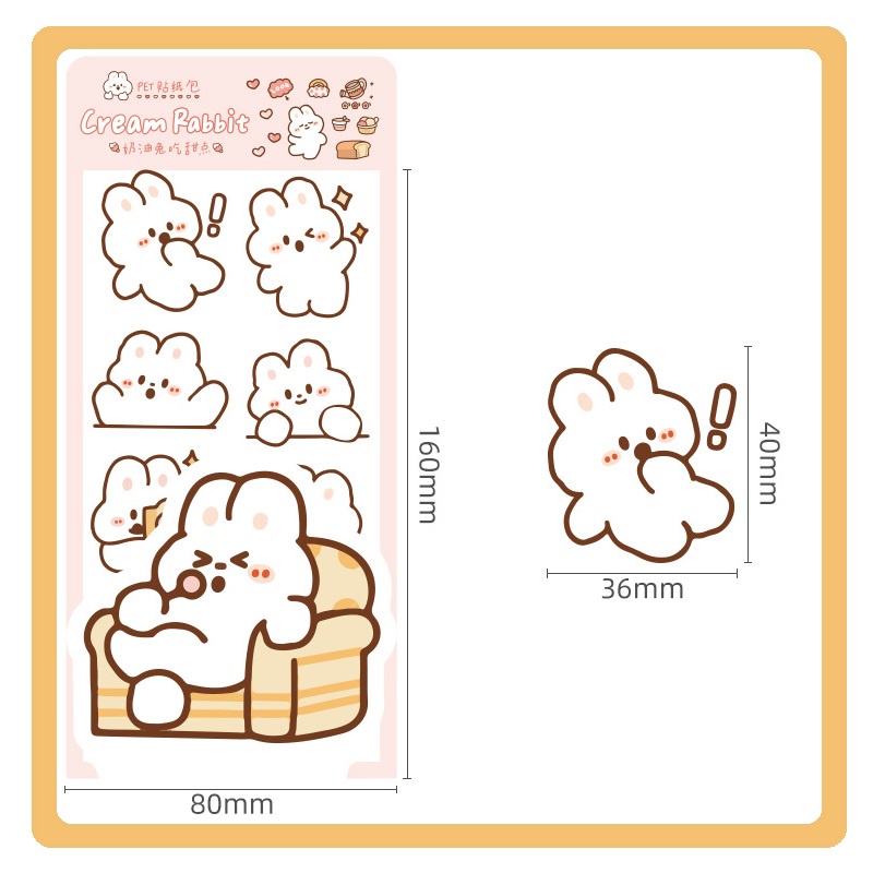 1 gói 10 miếng dán trang trí hình gấu và thỏ dễ thương chống thấm nước DIY