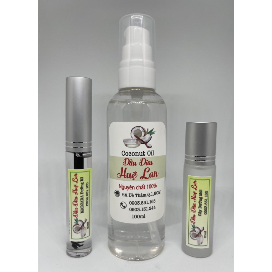 Dầu Dừa Nguyên Chất COMBO Chai 100ml- Mascara Dầu Dừa-Son môi Bi Lăn Dầu Dừa