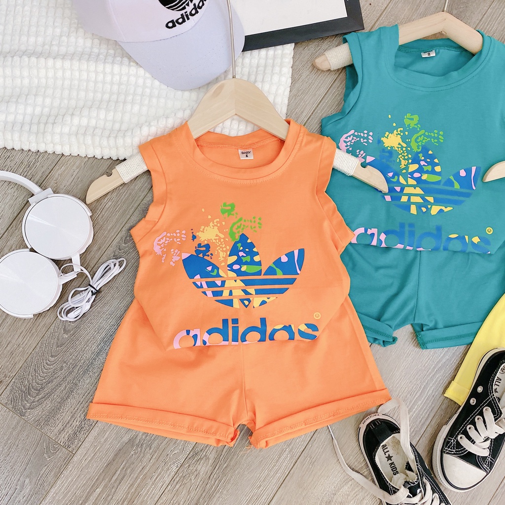 Bộ ba lỗ bé trai chất cotton QC họa tiết ba lá thấm hút mồ hôi tốt cho bé