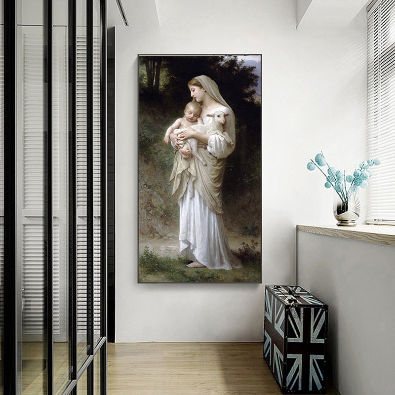 Tranh vải canvas hình chúa giê su và đức mẹ Mary nghệ thuật treo tường trang trí cho phòng khách