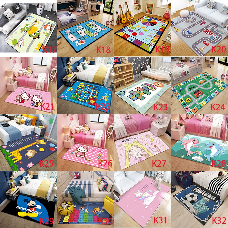 Thảm Trải Sàn Chống Trượt In Số & Chữ Nhảy Lò Cò Dễ Thương Trang Trí Phòng Ngủ Cho Bé