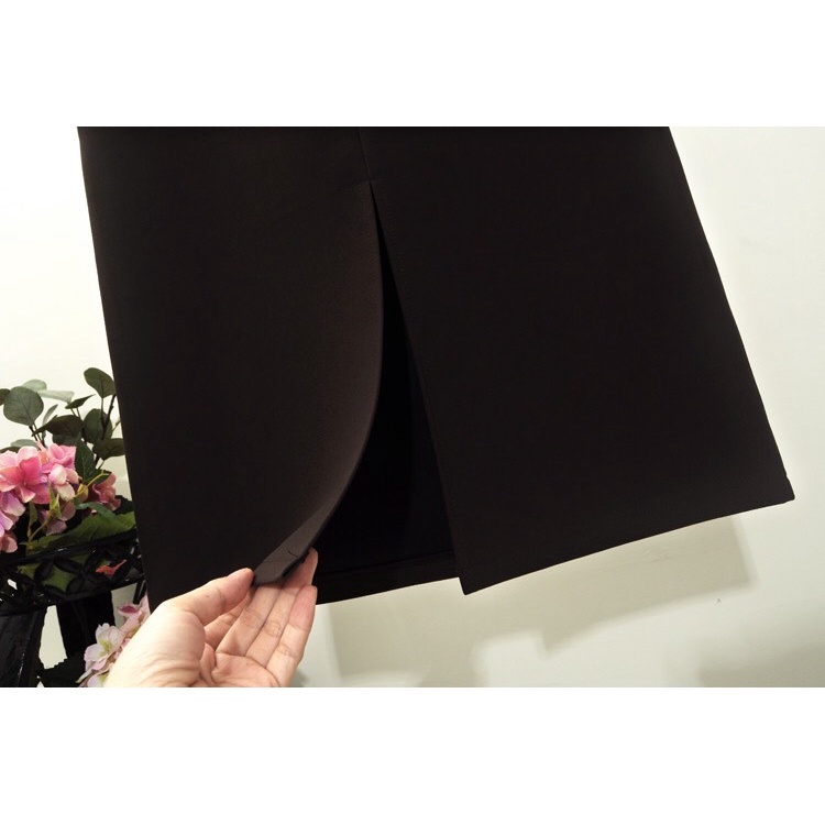 Chân váy công sở dáng dài bút chì xẻ sau vải tuyết mưa cao cấp màu đen be nâu phối sơ mi mặc đi làm văn phòng