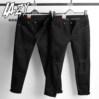 Quần jean nam đen trơn, quần jean nam rách gối dáng skinny LAZY BOUTIQUE