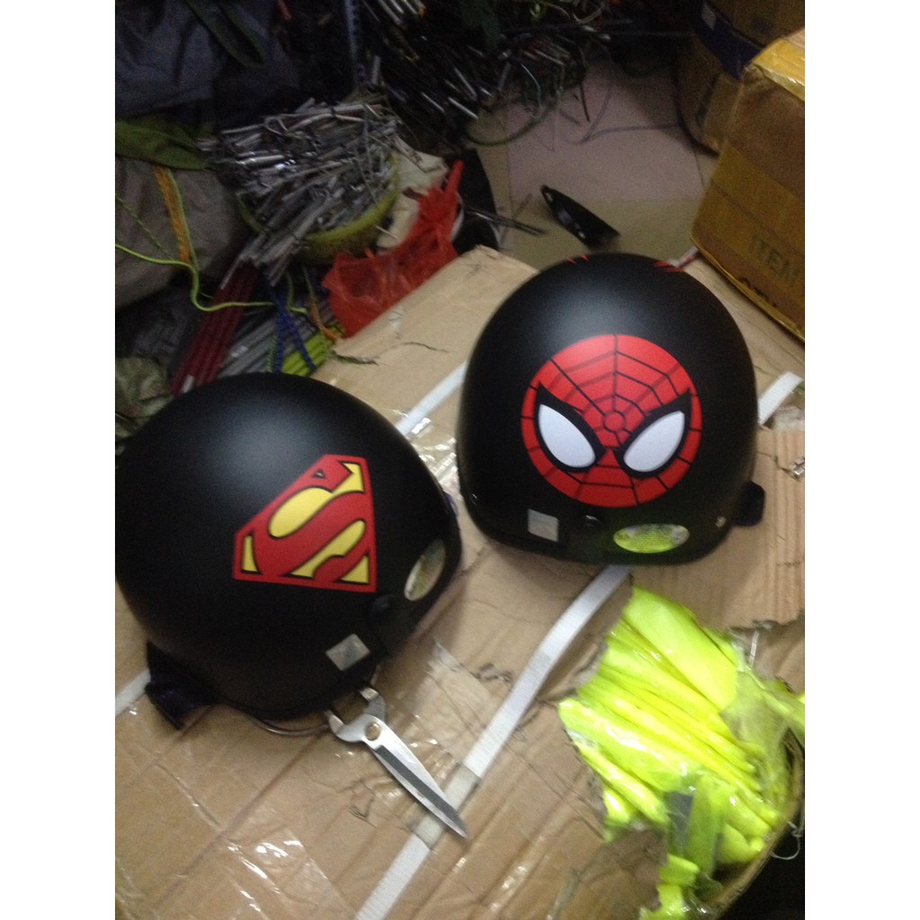 Mũ 1/2 nửa đầu họa tiết batman, spider man, super man