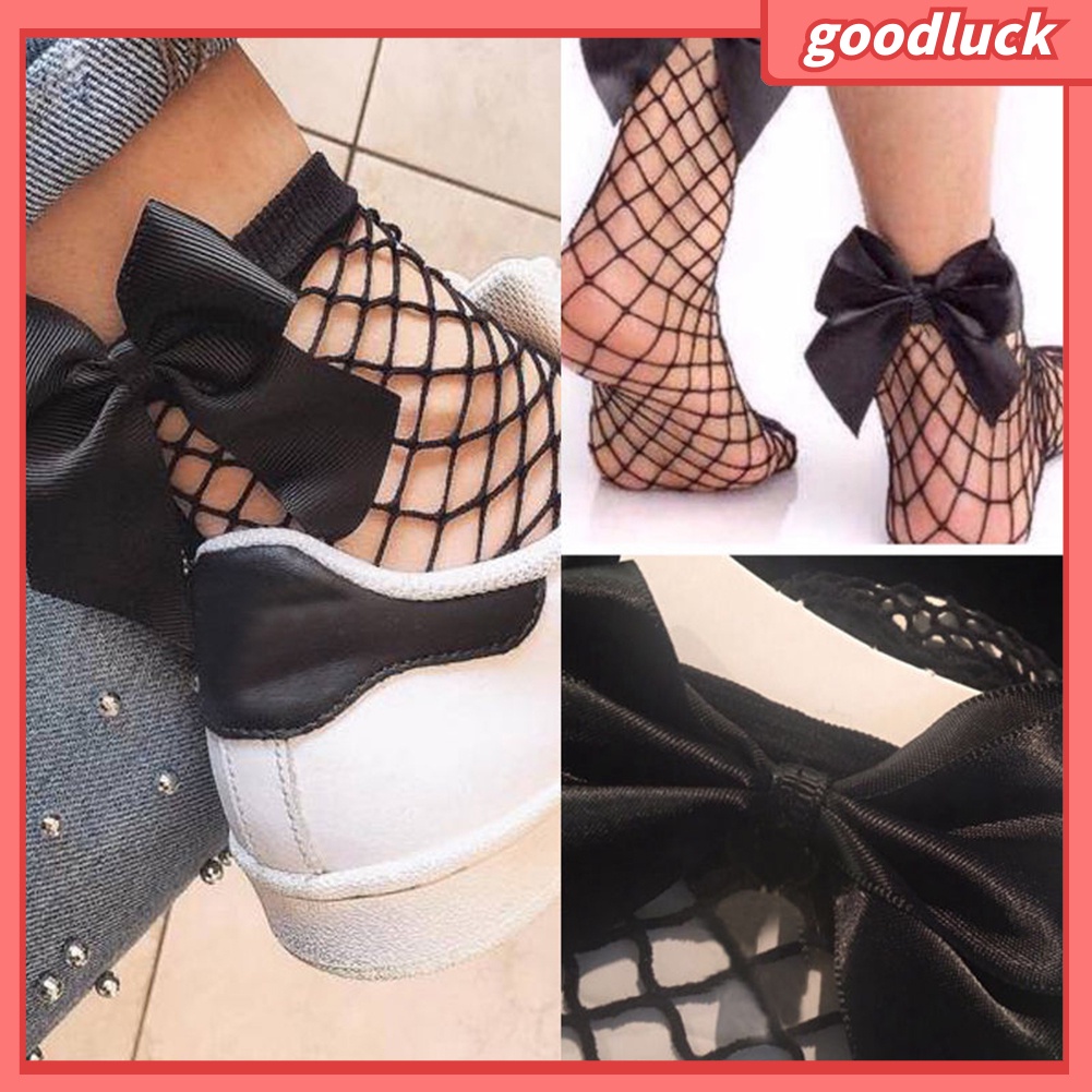 Đôi Tất Lưới Màu Trơn Trang Trí Ren Xinh Xắn Cho Nữ