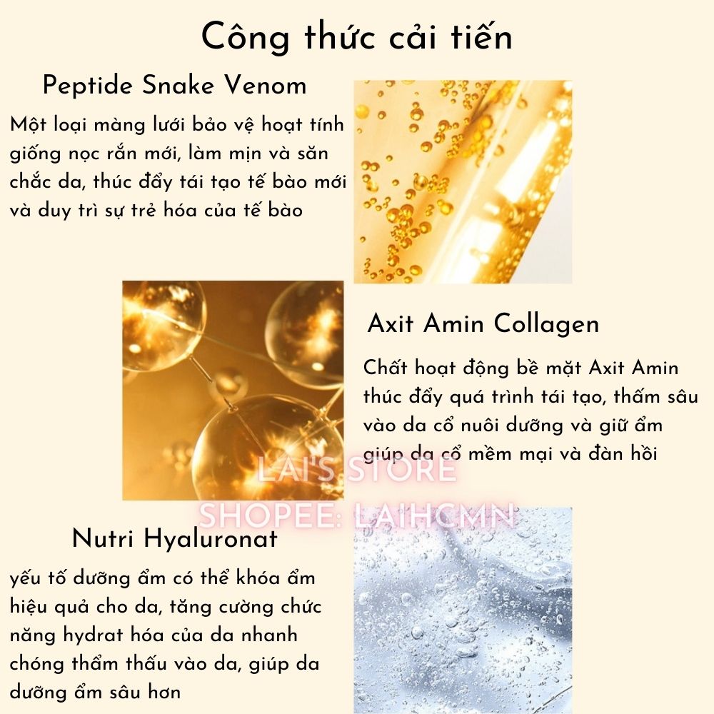 Hộp 10 Miếng Mặt Nạ Cổ Nọc Rắn QDQ Snake Venom Collagen Neck Membrane Dưỡng Ẩm, Trắng Sáng, Căng Mịn, Giảm Nếp Nhăn Ở Cổ