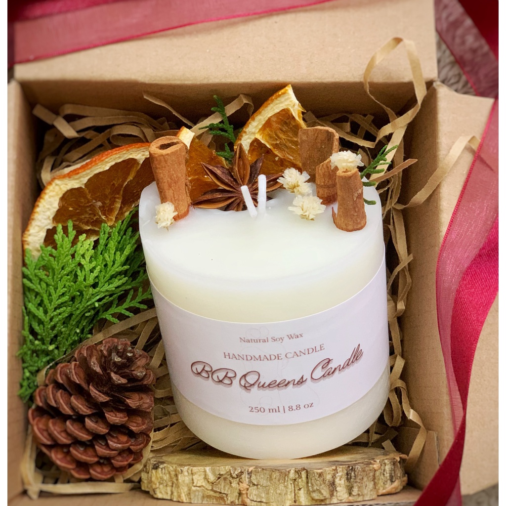 QUÀ TẶNG NẾN THƠM handmade BB Queens trang trí hoa khô hương 4 mùa , Gói nhiều set và mùi hương tự lựa chọn .