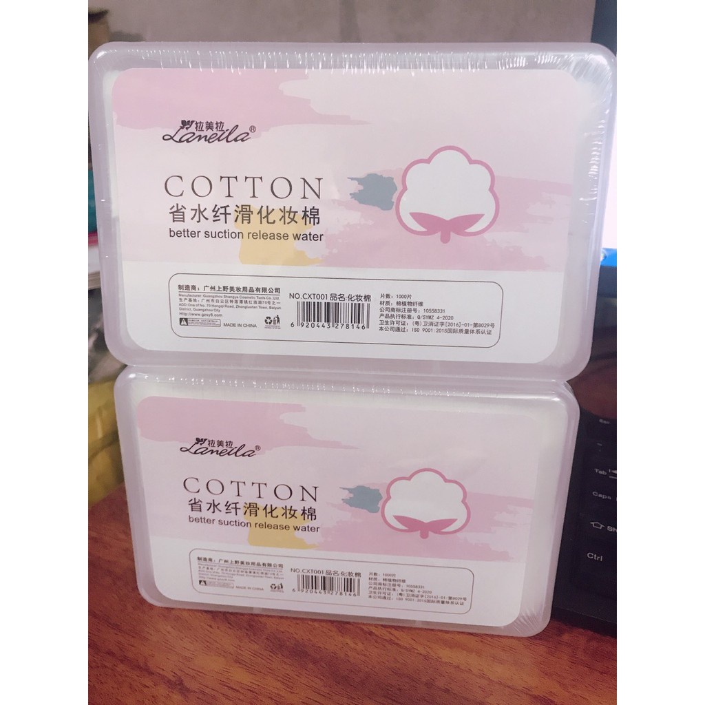 Bông tẩy trang cotton 1000 miếng Lameila, bông trang điểm đắp toner siêu mềm mịn