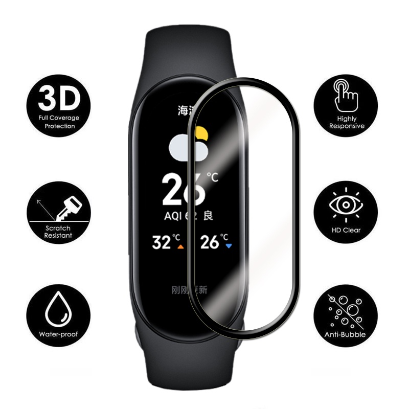 Kính Cường Lực 3D Bảo Vệ Màn Hình Cho Đồng Hồ Thông Minh Xiaomi Mi Smart Band 7 / 8 NFC