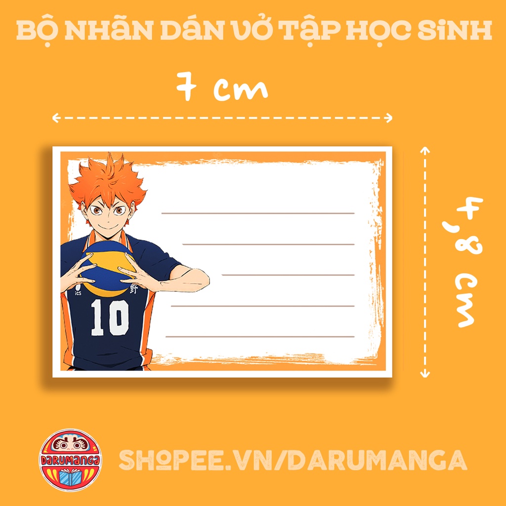 BỘ 16 NHÃN VỞ HAIKYUU! - CHÀNG KHỔNG LỒ TÍ HON - NHÃN VỞ TẬP HỌC SINH ANIME MANGA