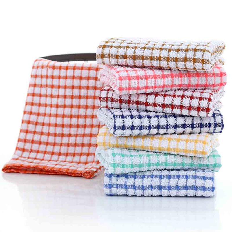 Khăn lau chén dĩa bằng cotton họa tiết sọc caro tiện dụng cho nhà bếp