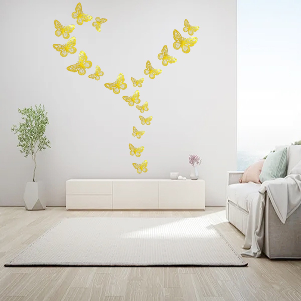 Miếng Dán Tường Trang Trí Hình Bướm 3d Lãng Mạn